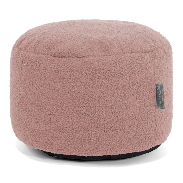 Petit Repose-pieds Rond - Bouclé Rose 01