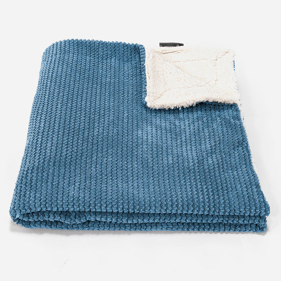 Plaid / Couverture Sherpa - Pompon Bleu Ciel 02