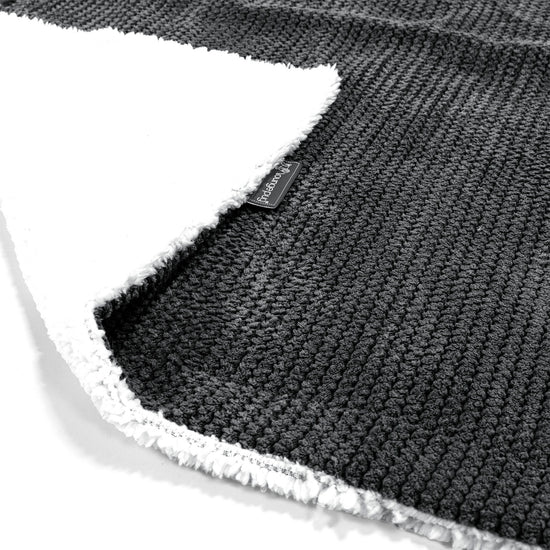 Plaid / Couverture Sherpa - Pompon Noir 01
