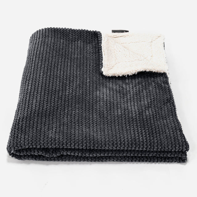 Plaid / Couverture Sherpa - Pompon Noir 02