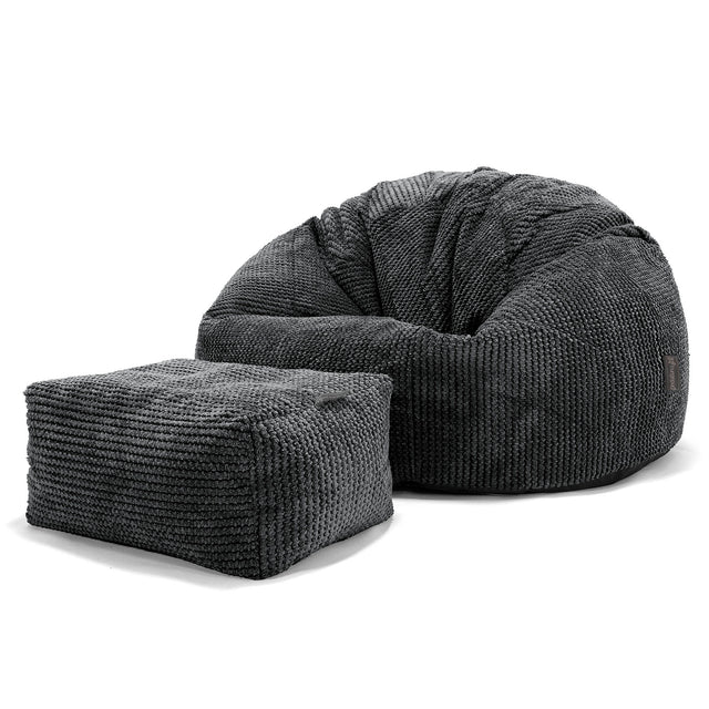 Pouf Poire Classique - Pompon Noir 02