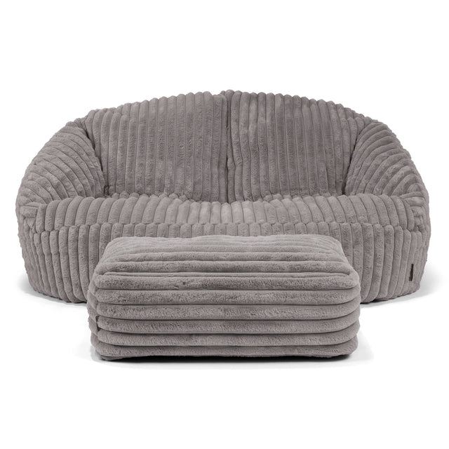 Pouf Canapé Bubble - Velours Côtelé Ultra Pelucheux Gris 02