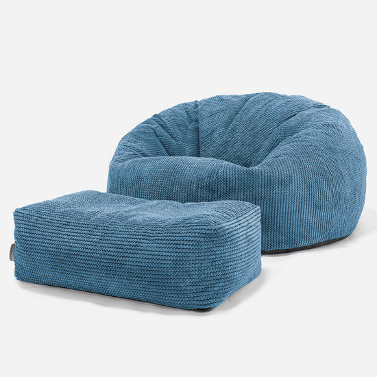 Pouf Canapé Classique - Pompon Bleu Ciel 02
