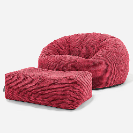 Pouf Canapé Classique - Pompon Rouge pastel 02