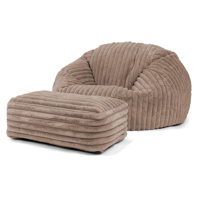 Pouf Canapé Classique - Velours Côtelé Ultra Pelucheux Vison 02