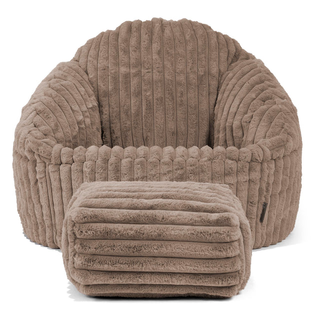 Pouf Chaise Bubble - Velours Côtelé Ultra Pelucheux Vison 02