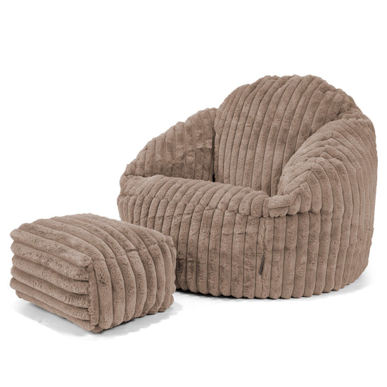 Pouf Chaise Bubble - Velours Côtelé Ultra Pelucheux Vison 03