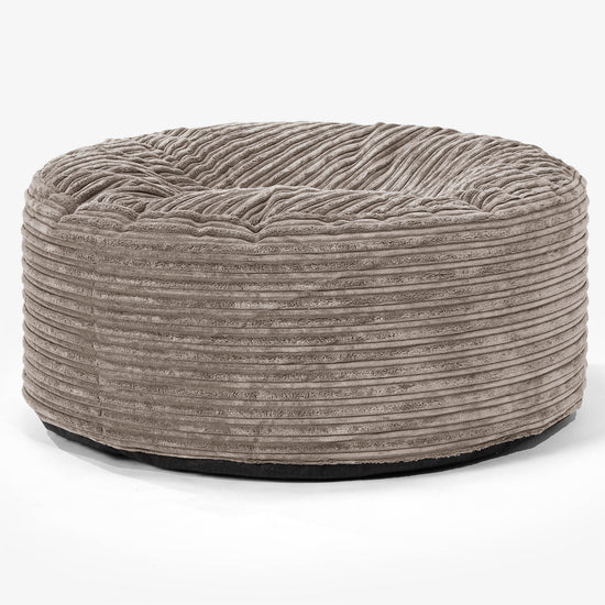 Pouf Design Rond - Côtelé Grège 01