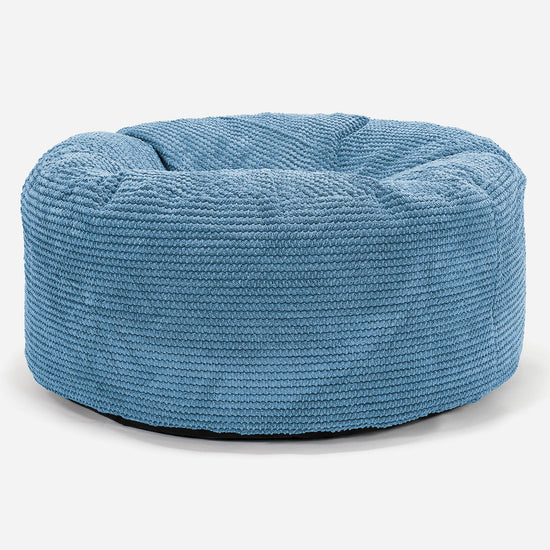 Pouf Design Rond - Pompon Bleu Ciel 01