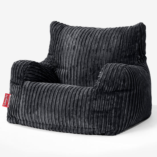 Joséphine Pouf Fauteuil Design - Côtelé Noir 01