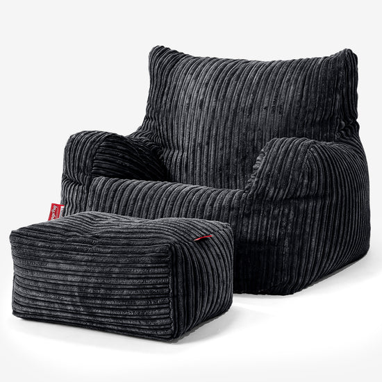 Joséphine Pouf Fauteuil Design - Côtelé Noir 02
