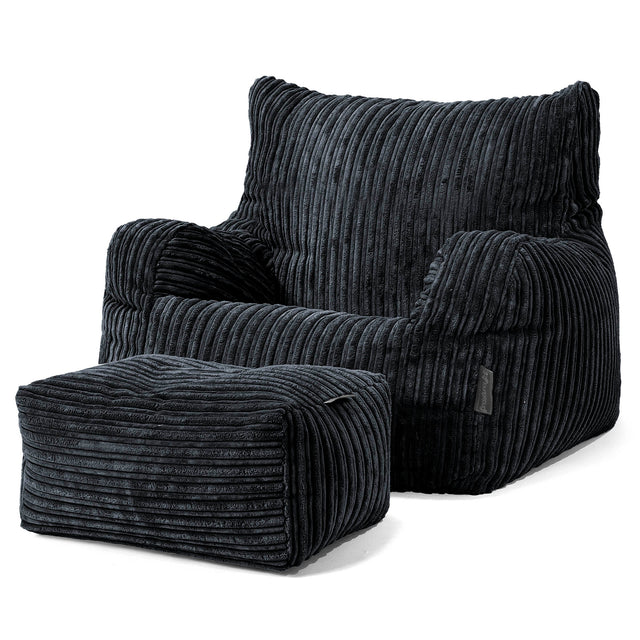 Joséphine Pouf Fauteuil Design - Côtelé Noir 02