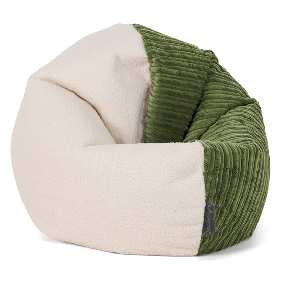 Pouf Fauteuil Flexiforme pour Enfants de 1 à 3 ans - Bouclé & Côtelé Vert Forêt 01
