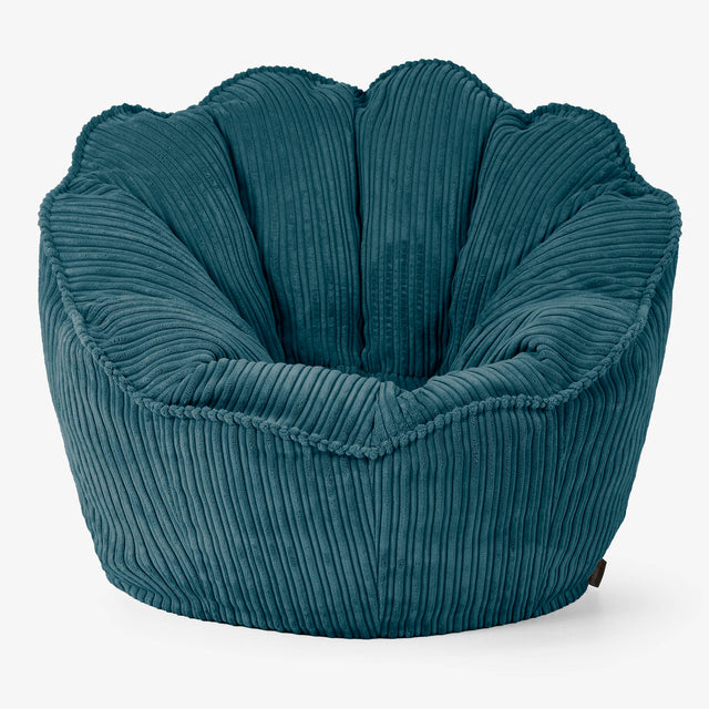 Pouf Fauteuil Natalia Sacco - Côtelé Bleu Canard 01