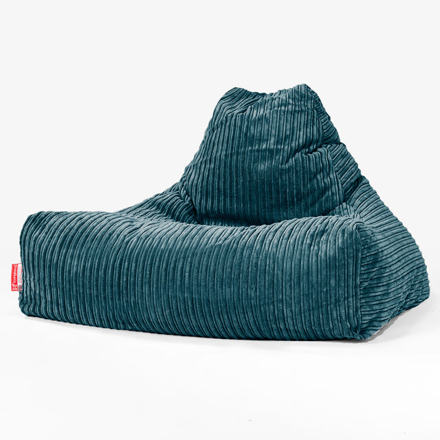 Pouf Fauteuil Relax - Côtelé Bleu Canard 01