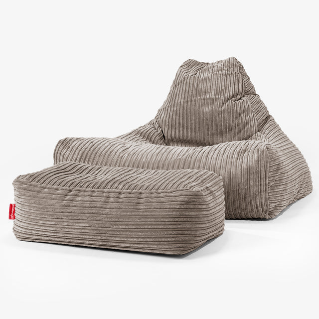 Pouf Fauteuil Relax - Côtelé Grège 02