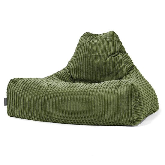 Pouf Fauteuil Relax - Côtelé Vert Forêt 01