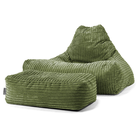 Pouf Fauteuil Relax - Côtelé Vert Forêt 02