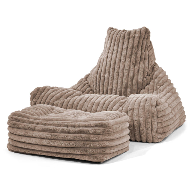 Pouf Fauteuil Relax - Velours Côtelé Ultra Pelucheux Vison 02