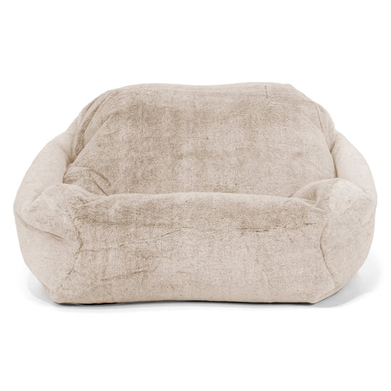 Pouf Fauteuil Sabine - Fausse Fourrure Lapin Brun Doré 02