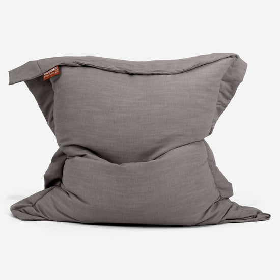 Pouf Géant XXL - Aspect Lin Gris Ardoise 01