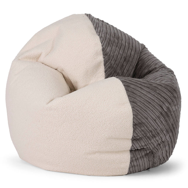 Pouf Junior Flexiforme pour Enfants 2-14 ans - Bouclé & Côtelé Anthracite 01