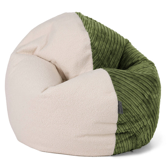 Pouf Junior Flexiforme pour Enfants 2-14 ans - Bouclé & Côtelé Vert Forêt 01
