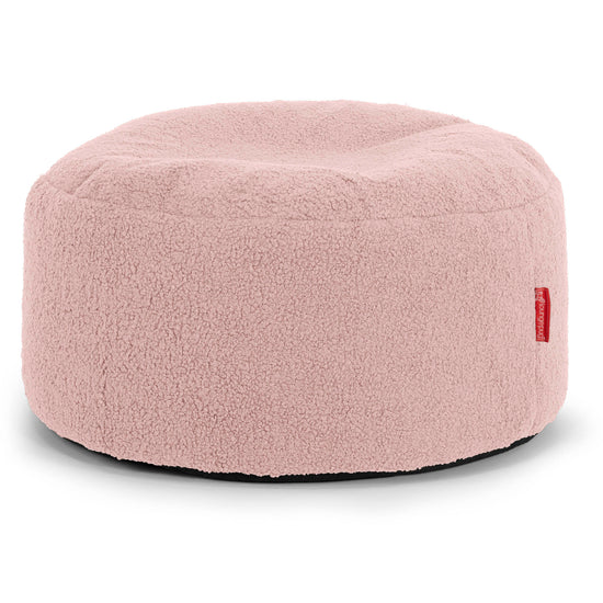 Pouf Ottoman avec Plateau - Bouclé Rose 02