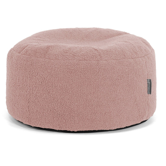 Pouf Ottoman avec Plateau - Bouclé Rose 02