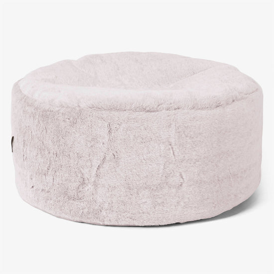 Pouf Ottoman avec Plateau - Fausse Fourrure Lapin Rose Pastel 02