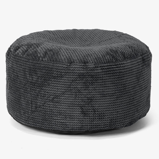 Pouf Ottoman avec Plateau - Velours Côtelé Gaufré Noir 02