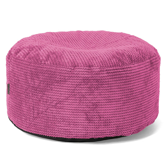 Pouf Ottoman avec Plateau - Velours Côtelé Gaufré Rose 02