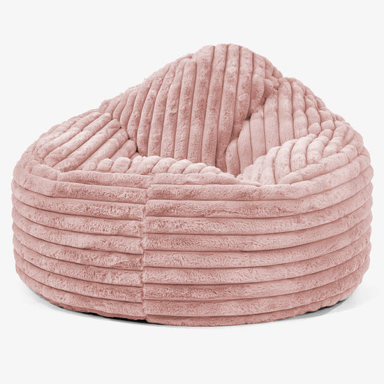 Pouf Poire Archi - Velours Côtelé Ultra Pelucheux Rose Pastel 01