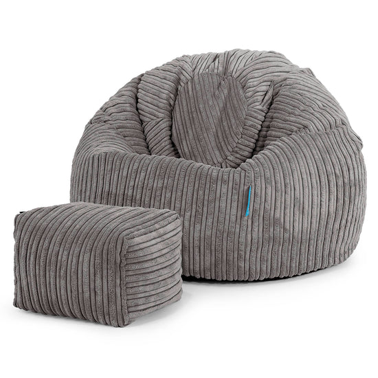 Pouf Poire Classique Enfant 1-5 ans - Côtelé Anthracite 02