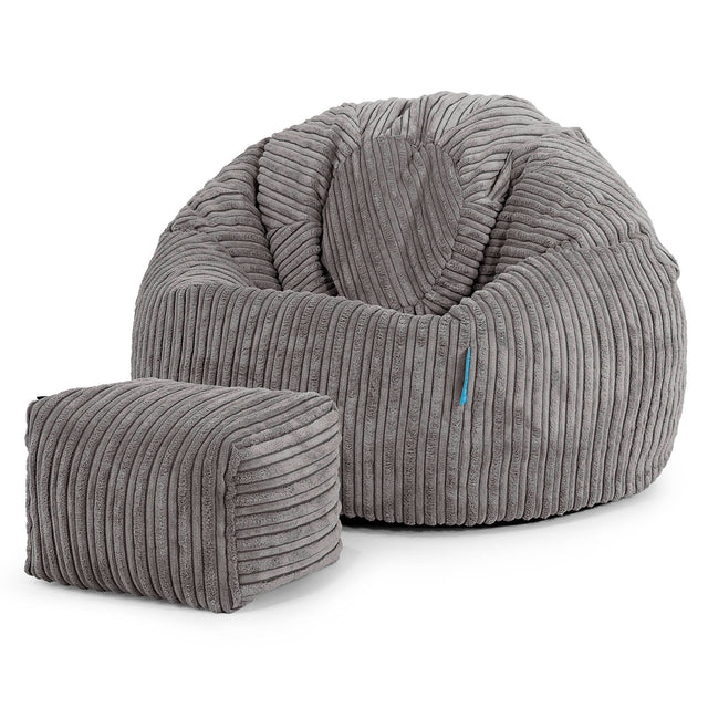 Pouf Poire Classique Enfant 1-5 ans - Côtelé Anthracite 02