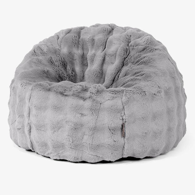 Pouf Poire Classique - Fausse Fourrure à Bulles Gris 02