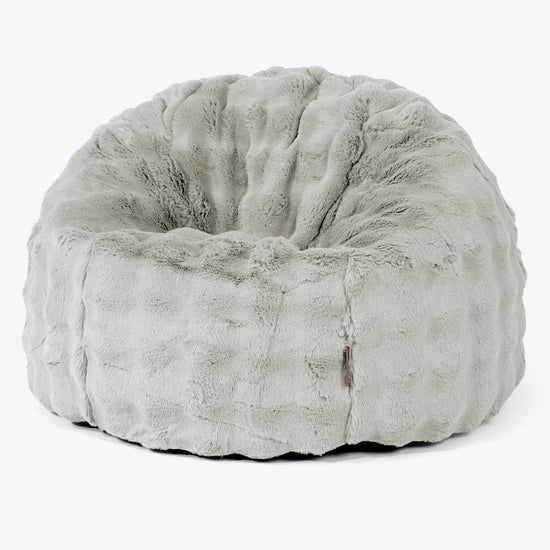 Pouf Poire Classique - Fausse Fourrure à Bulles Vert Sauge 02