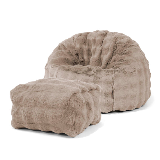 Pouf Poire Classique - Fausse Fourrure à Bulles Vison 02