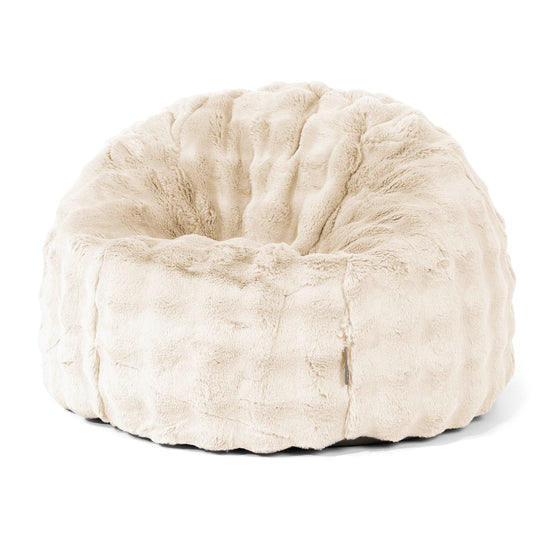 Pouf Poire Classique - Fausse Fourrure à Bulles Crème 01