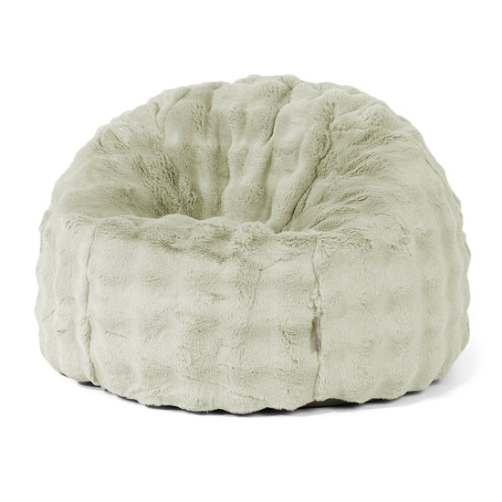 Pouf Poire Classique - Fausse Fourrure à Bulles Vert Sauge 01