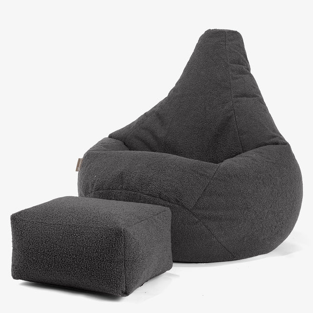 Pouf Poire Gamer - Bouclé Anthracite 01