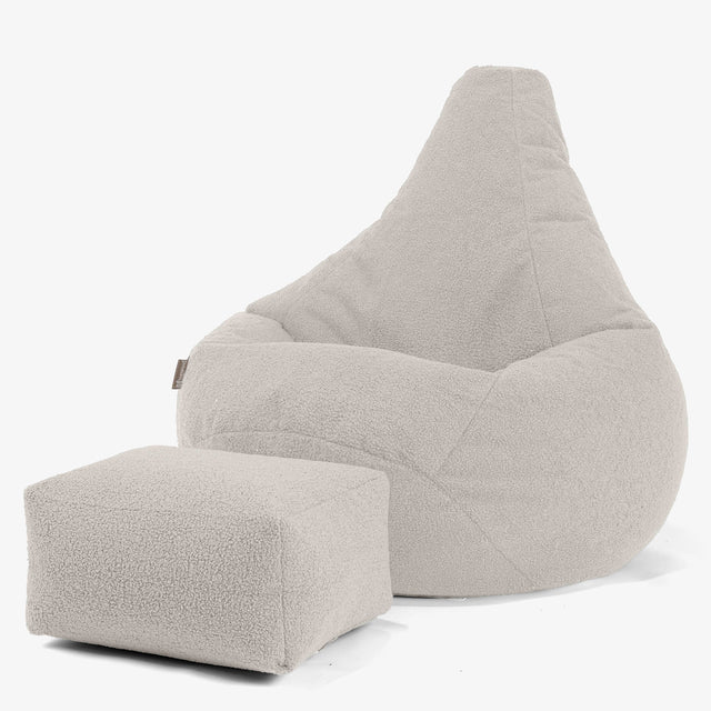 Pouf Poire Gamer - Bouclé Ivoire 01