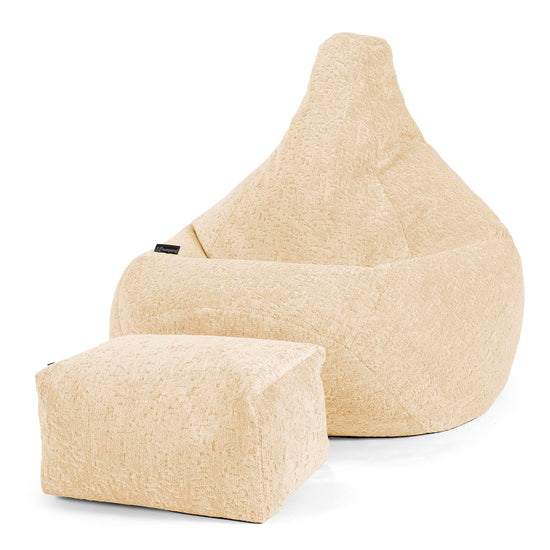 Pouf Poire Gamer - Chenille Luxe Ivoire 01