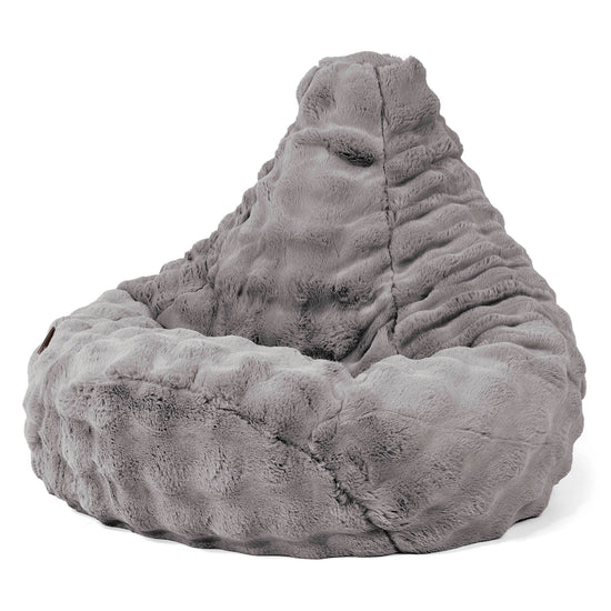 Pouf Poire Gamer - Fausse Fourrure à Bulles Gris 02