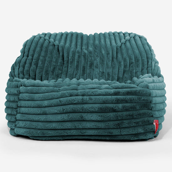 Le Pouf Doudou - Velours Côtelé Ultra Pelucheux Bleu Canard 02