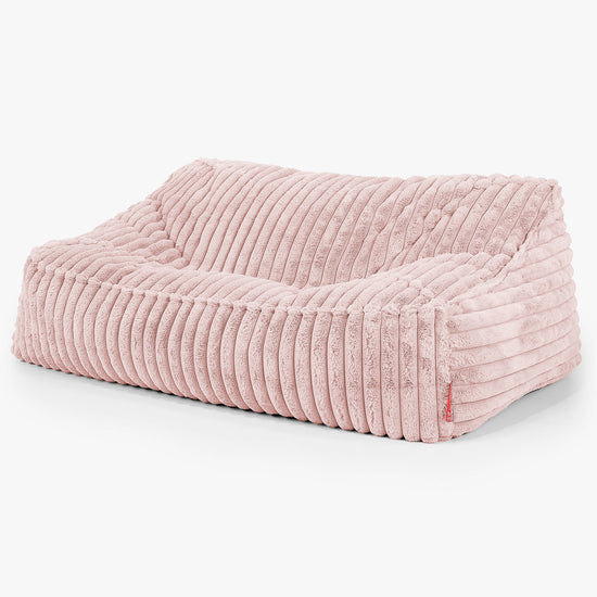 Le Canapé Pouf Doudou - Velours Côtelé Ultra Pelucheux Rose Pastel 01