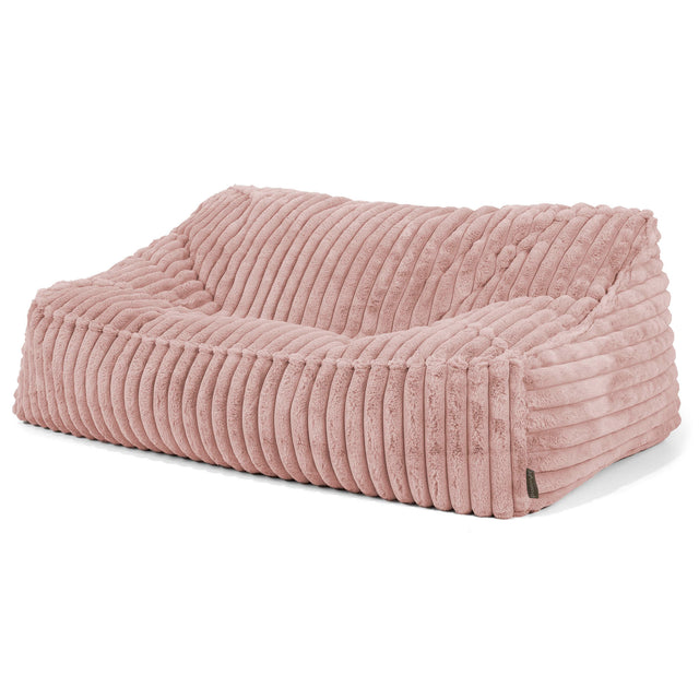 Le Canapé Pouf Doudou - Velours Côtelé Ultra Pelucheux Rose Pastel 01