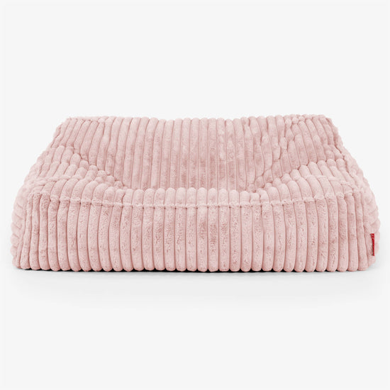 Le Canapé Pouf Doudou - Velours Côtelé Ultra Pelucheux Rose Pastel 02