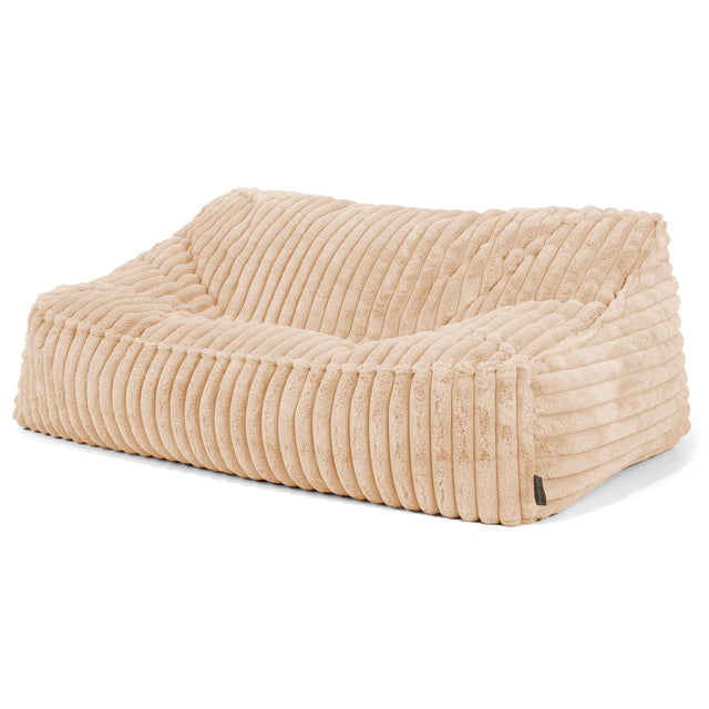 Le Canapé Pouf Doudou - Velours Côtelé Ultra Pelucheux Pêche 01