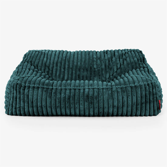 Le Canapé Pouf Doudou - Velours Côtelé Ultra Pelucheux Bleu Canard 02